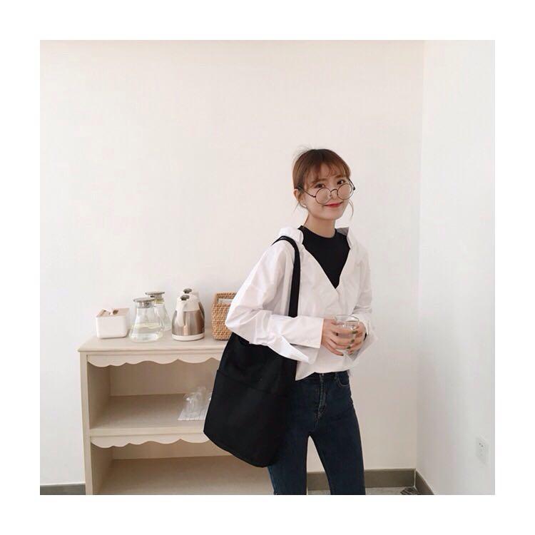 Large Thick Canvas Bucket Shoulder Bag Pure Thick Cotton Women Shoulder Bag Sling Bag Tote Bag