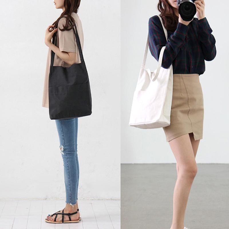 Large Thick Canvas Bucket Shoulder Bag Pure Thick Cotton Women Shoulder Bag Sling Bag Tote Bag