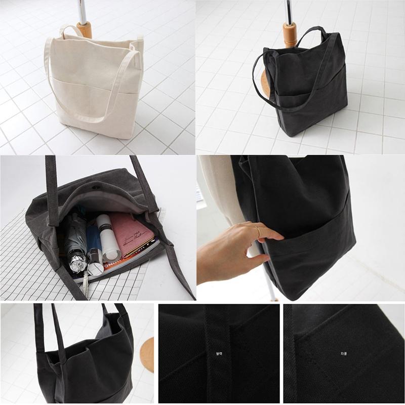 Large Thick Canvas Bucket Shoulder Bag Pure Thick Cotton Women Shoulder Bag Sling Bag Tote Bag