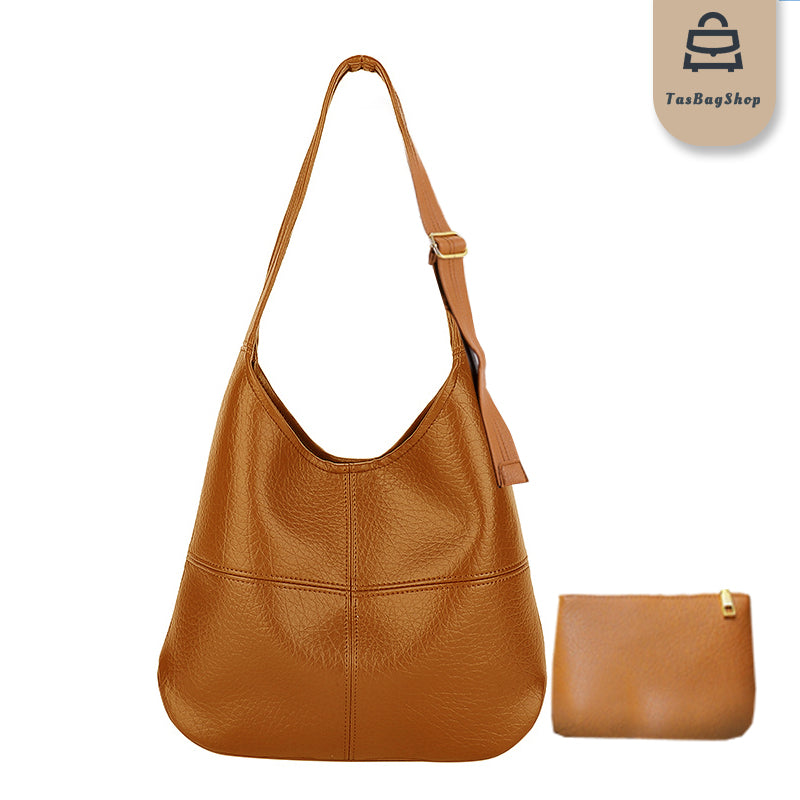 TasBagShop Soft Brown Leather Tote Bag women Large Capacity Messenger Shoulder Bag Women Bag