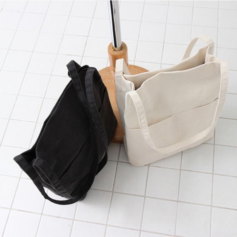 Large Thick Canvas Bucket Shoulder Bag Pure Thick Cotton Women Shoulder Bag Sling Bag Tote Bag