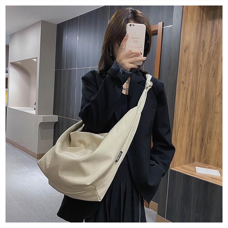 TasBagShop Large capacity Canvas Crossbody Bag Single Shoulder Bag Women Bag Messenger Dumpling Bag