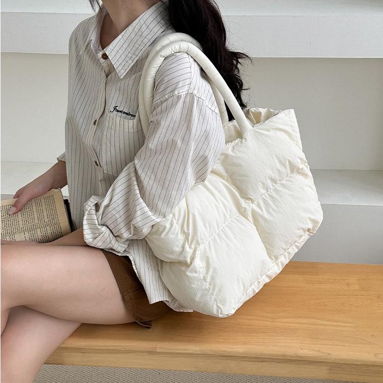 TasBagShop Japanese Soft Puffer shoulder bag Woman Puffy bag Underarm Bag poofy bag 14 inch Laptop bag  Light weight female quilt sling bag handbag