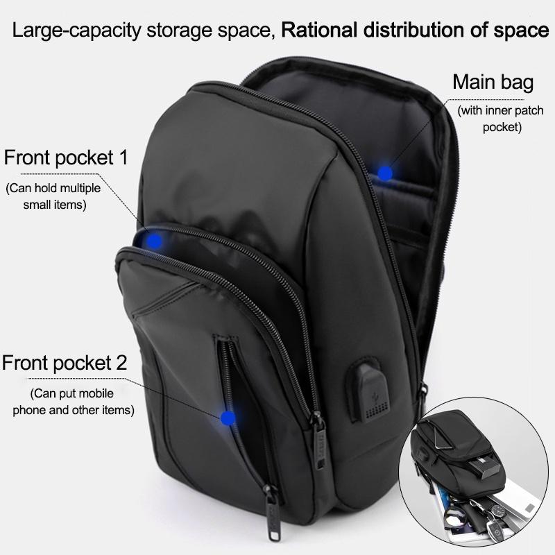 TasBagShop Waterproof Men Bag Multifunctional Bags Shoulder Messenger Bag Chest Bag