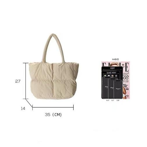 TasBagShop Japanese Soft Puffer shoulder bag Woman Puffy bag Underarm Bag poofy bag 14 inch Laptop bag  Light weight female quilt sling bag handbag