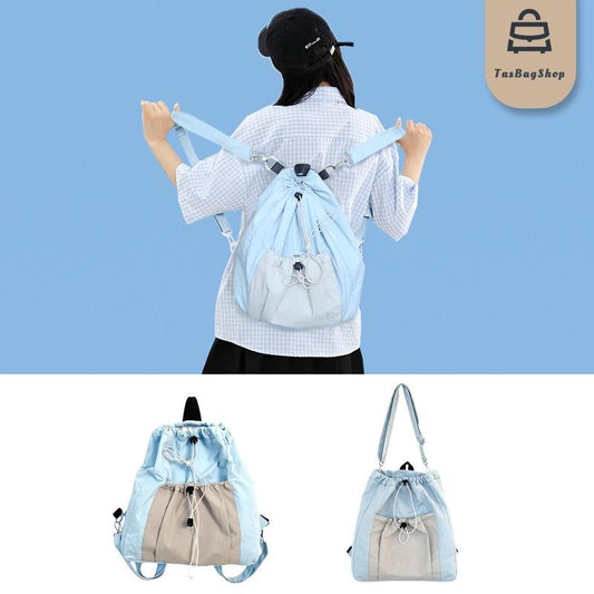 TasBagShop sling bag cum back pack Korean 3 Way Shoulder Crossbody Bag Backpack Women Drawstring Casual Simple Puffer Bag hobo Bag