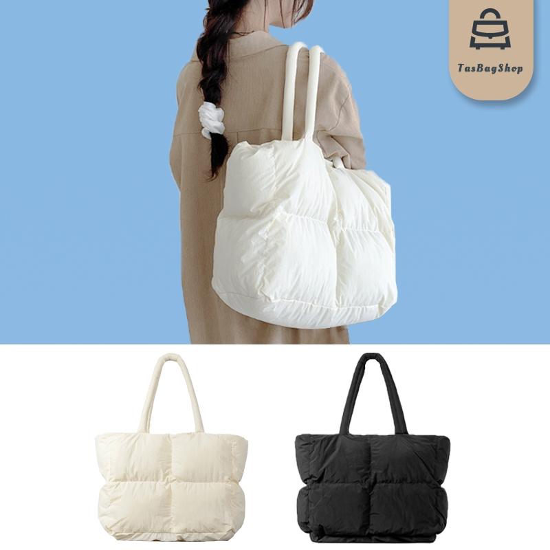 TasBagShop Japanese Soft Puffer shoulder bag Woman Puffy bag Underarm Bag poofy bag 14 inch Laptop bag  Light weight female quilt sling bag handbag