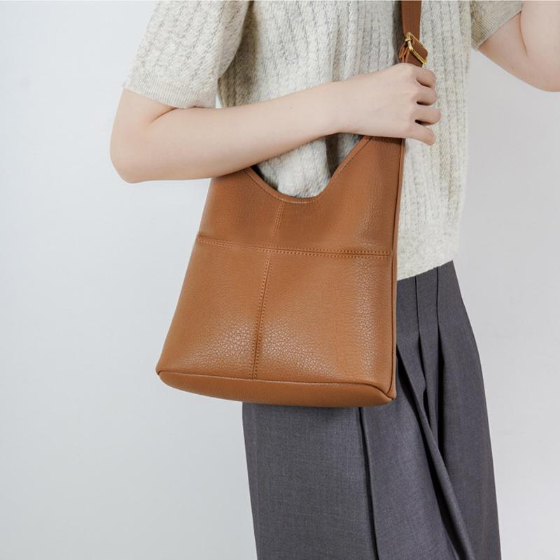 TasBagShop Soft Brown Leather Tote Bag women Large Capacity Messenger Shoulder Bag Women Bag