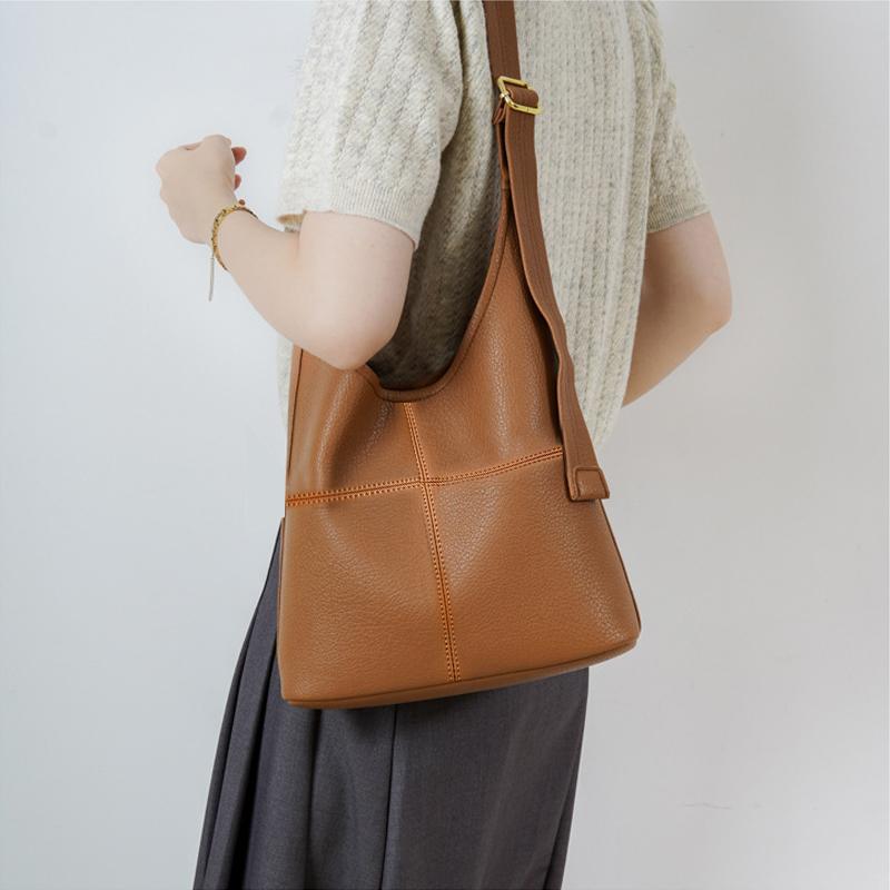 TasBagShop Soft Brown Leather Tote Bag women Large Capacity Messenger Shoulder Bag Women Bag