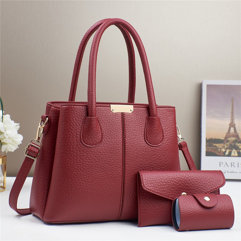 TasBagShop Large Capacity Crossbody Bag Women Shoulder Bag Texture Simple Solid Color Handbag Tote Bag