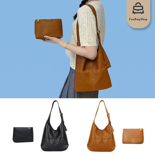 TasBagShop Soft Brown Leather Tote Bag women Large Capacity Messenger Shoulder Bag Women Bag