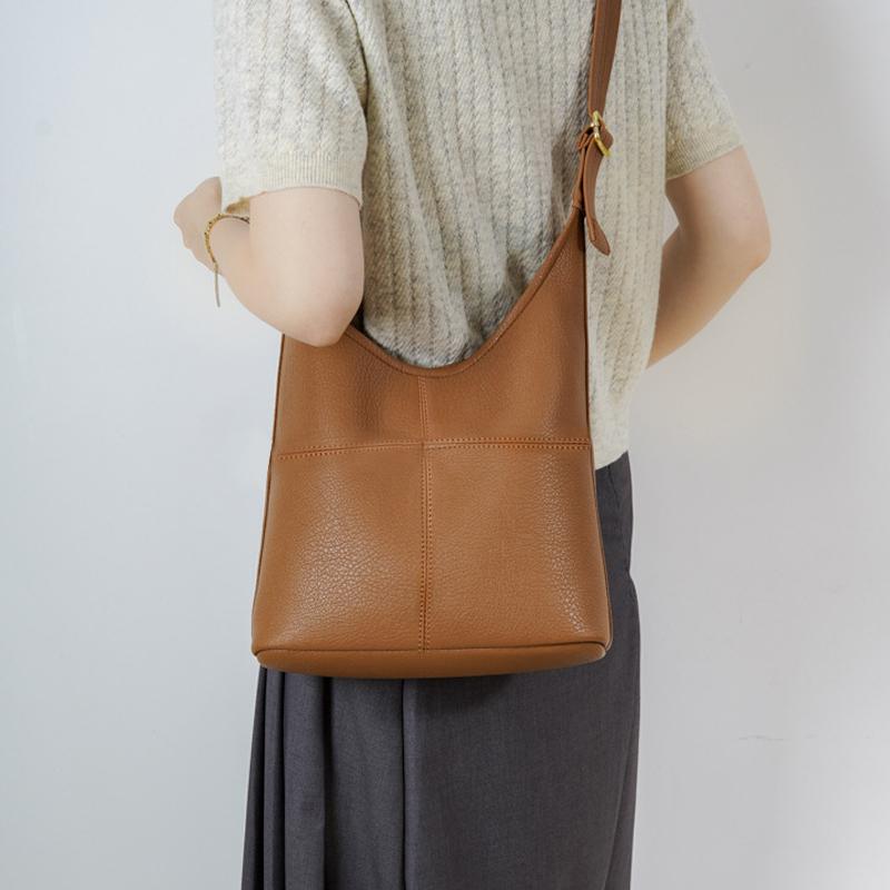 TasBagShop Soft Brown Leather Tote Bag women Large Capacity Messenger Shoulder Bag Women Bag