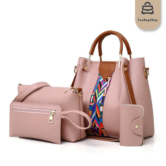 TasBagShop Luxurious 4 Sets Ladies Bag Creative Design Tote Shoulder Crossbody Bag Women Clashing Colors Bucket bag