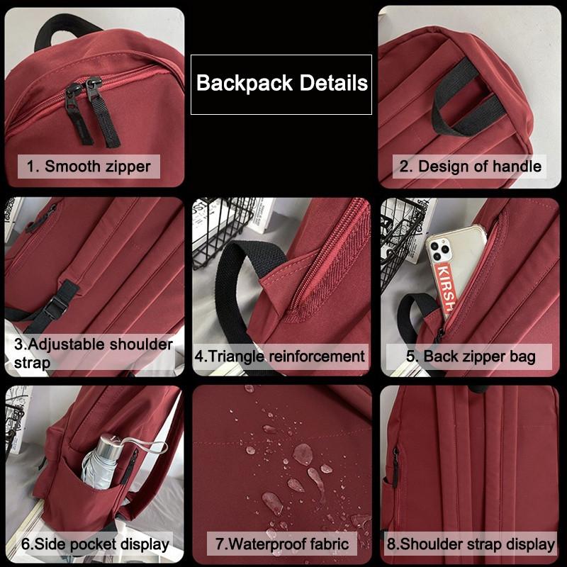 TasBagShop Large Capacity Simple Nylon School Bag Solid Color Laptop Backpack Bag Couples Package