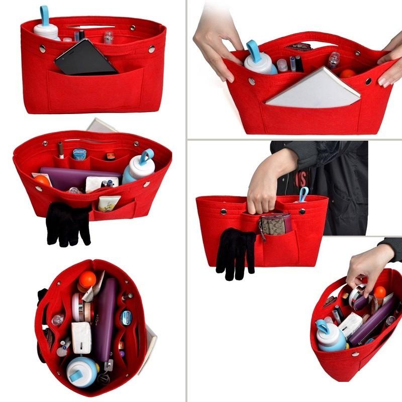 Felt Lined Bag Women's Toiletry Bag Multi Function Storage Bag Portable Liner Bag For Tote Bag