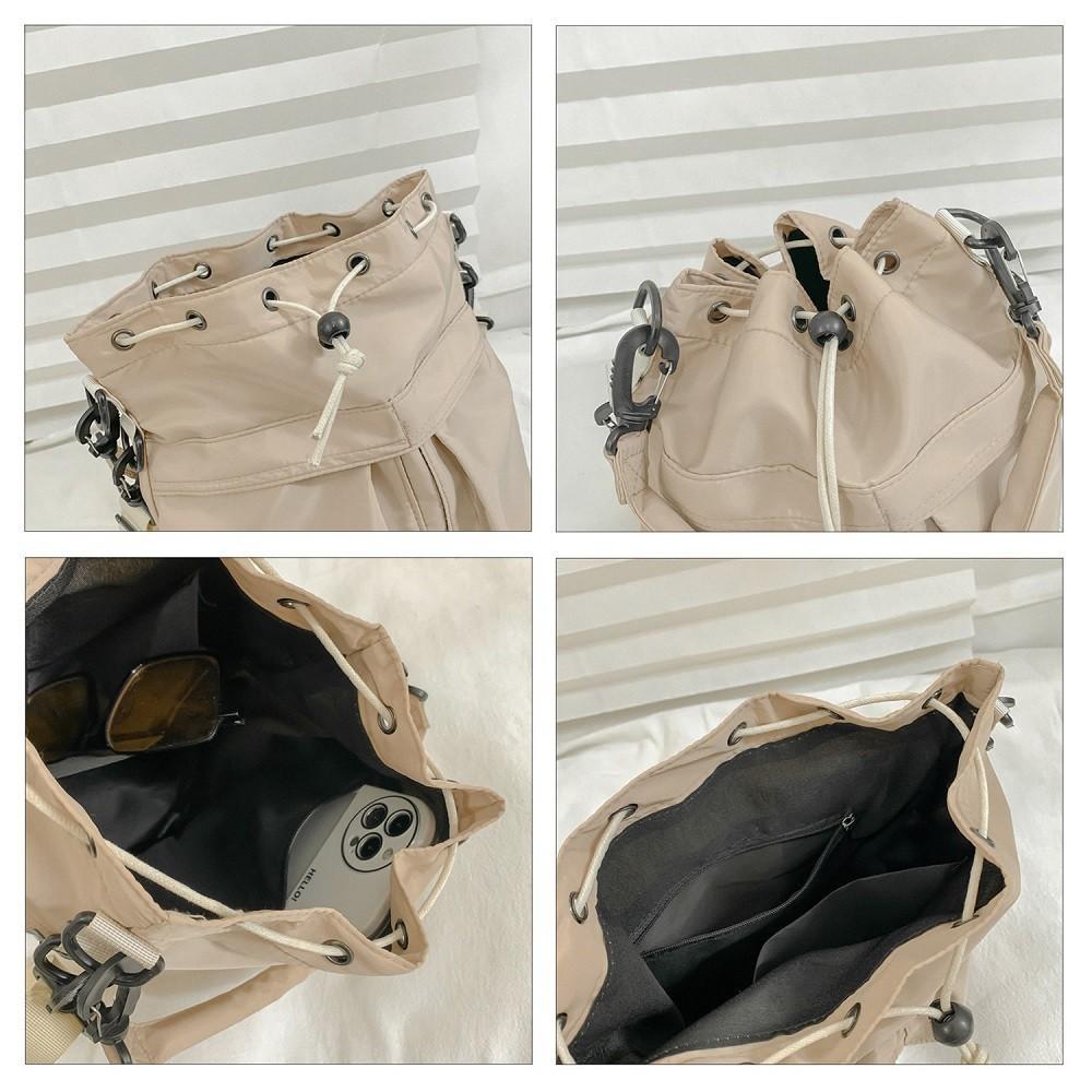 TasBagShop LOCAL STOCK Dumpling Drawstring Bucket Tote Bag Casual Lightweight Nylon Shoulder Crossbody Bag For Women