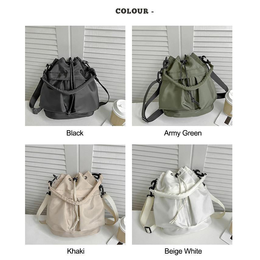 TasBagShop LOCAL STOCK Dumpling Drawstring Bucket Tote Bag Casual Lightweight Nylon Shoulder Crossbody Bag For Women