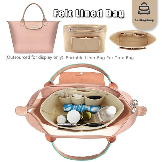 Felt Lined Bag Women's Toiletry Bag Multi Function Storage Bag Portable Liner Bag For Tote Bag